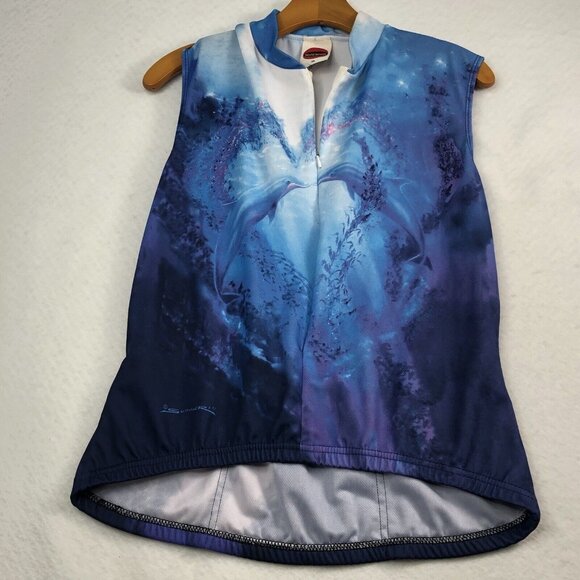 World Jerseys Women's Cycling Jersey Bike Tops Size XL Dolphin print Sumner 1991 - Picture 1 of 16